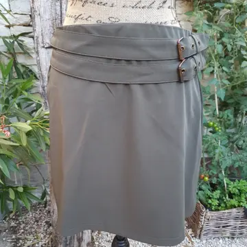Jupe kaki avec double ceinture, Kiabi