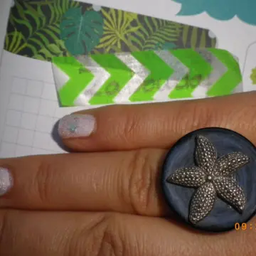 Bague bleue et argentée, Inconnue