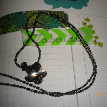 Chaîne + pendentif papillon gris, Inconnue
