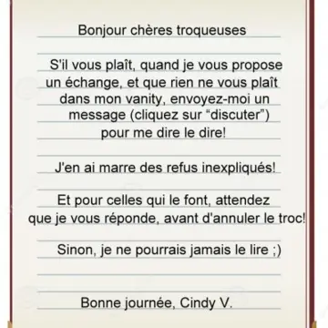 A lire avant d'annuler mes propositions!, Inconnue
