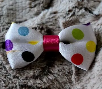 Petit Noeud Cheveux Blanc à pois colorés, Inconnue
