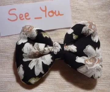 Noeud barrette "clip" fleurs et noir., Hand made
