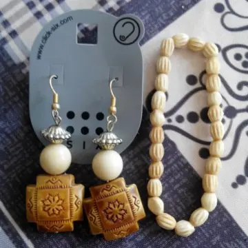 Boucle d'oreille+bracelet effet bois, Inconnue