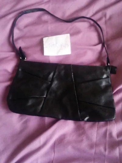 sac pochette noir "cuir"/satin, Inconnue