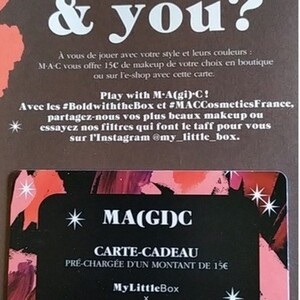 Carte MAC créditée de 15€ valable jusqu'au 19 janvier