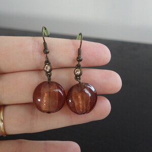 Boucles d'oreilles marron ambre