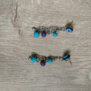 Boucles oreilles turquoise et violette