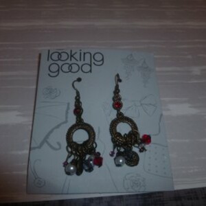 Boucles d'oreilles Doré et rouge