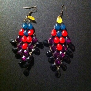 boucles d'oreille grappes multicolor