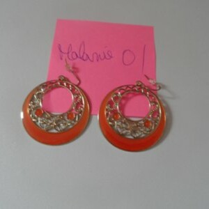 Boucle d'oreille or et orange