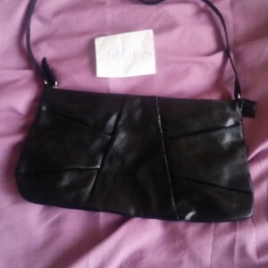 sac pochette noir "cuir"/satin