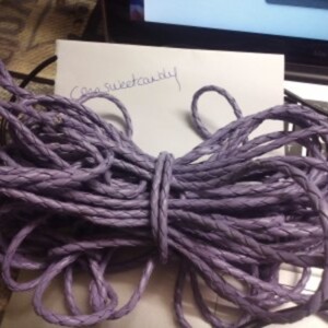 1m de cordon tressé cuir Lilas