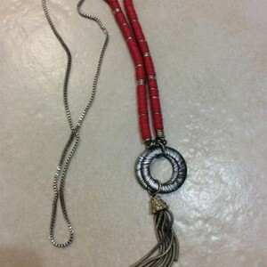 Sautoir rose et argent