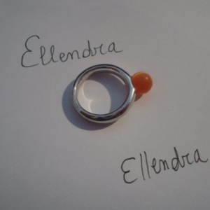 Bague argent 925 et boule orange