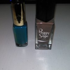 vernis peggy sage + vernis l'oréal