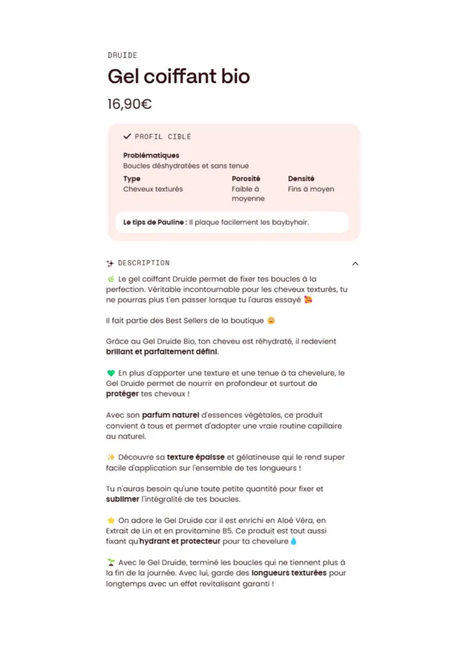 Photo 2 de Routine Capillaire Druide pour cheveux bouclés + cuir chevelu sensible