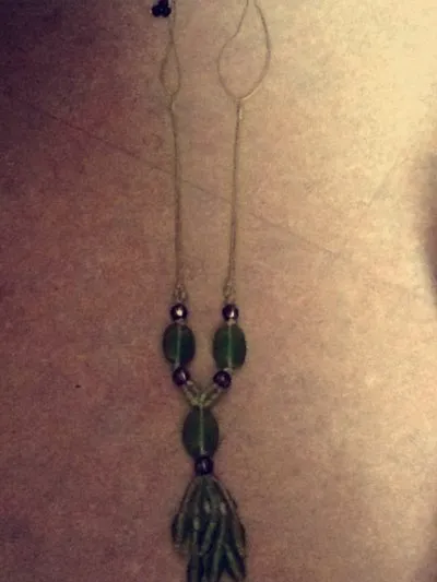 collier vert, long vintage., Bijoux Brigitte