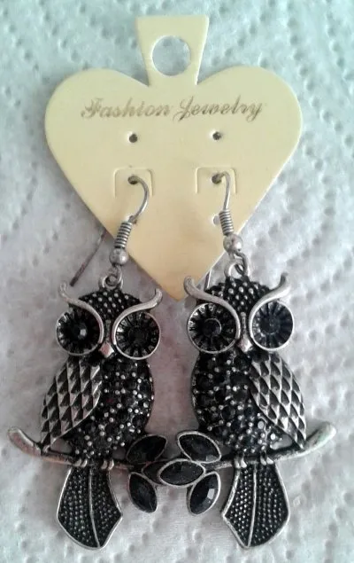 boucle d'oreille chouette strass, Inconnue