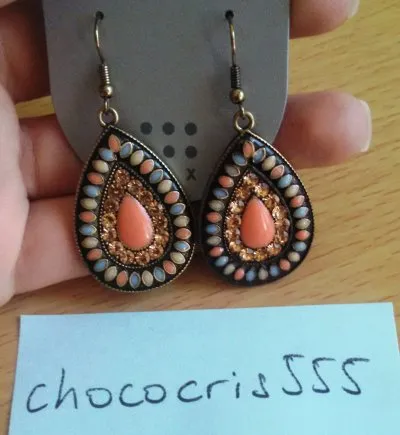 Boucles goutte fantaisie orange, Six